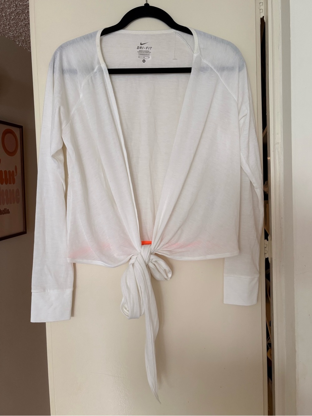 Nike Dri-FIT White Tie Front Wrap Cardigan Top M